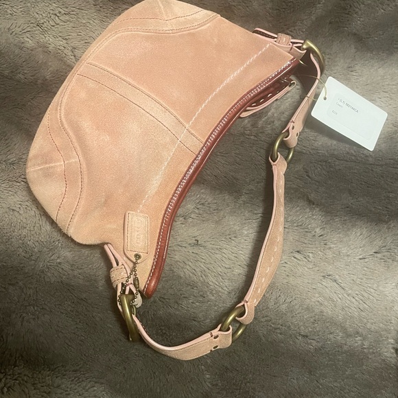 New Coach light pink Suede Shoulder Bag - Picture 4 of 9